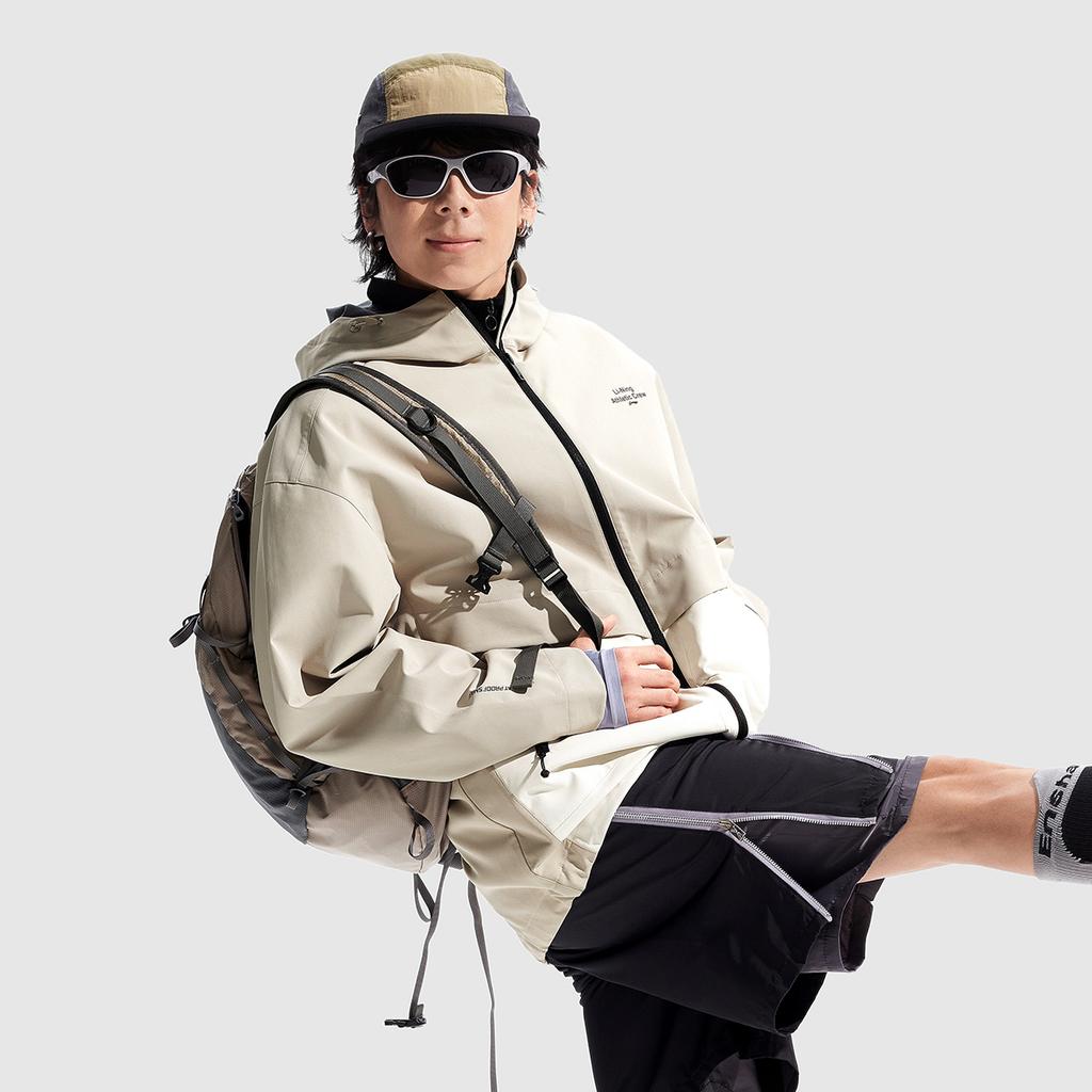 Li-Ning Lettuce Edge Water-Resistant Windbreaker Jacket With Hood Men Jacket Dusty-Gray AFDU951-2