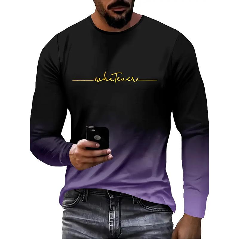 

Футболка с круглым вырезом для весны, мужская мода, повседневная 3D футболка с длинным рукавом, минималистичная футболка 5XL