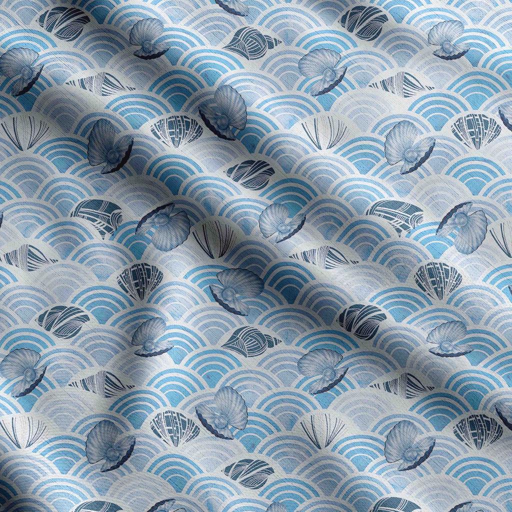Soimoi Tissu En Coton Canard Poisson & Coquillages Imprimé Océan Tissu Au Mètre 56 Pouces De Large