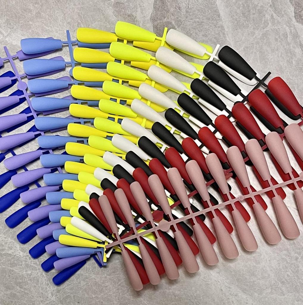 Buy Solid Color Matte Super Long Coffin False Nail Ballet Press on Nails Tips for Nails Art