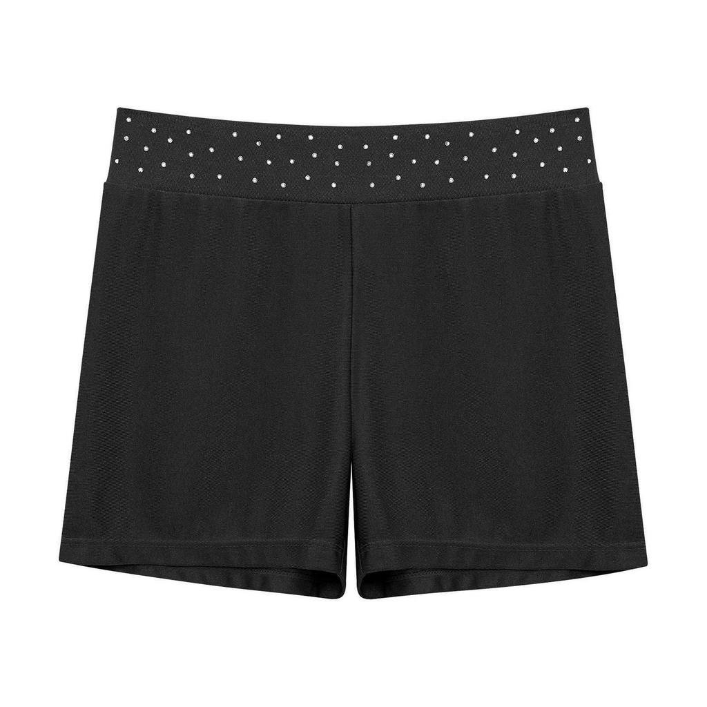 Dětské třpytivé elastické šortky s lesklými kamínky, sportovní oblečení na trénink a na pódium