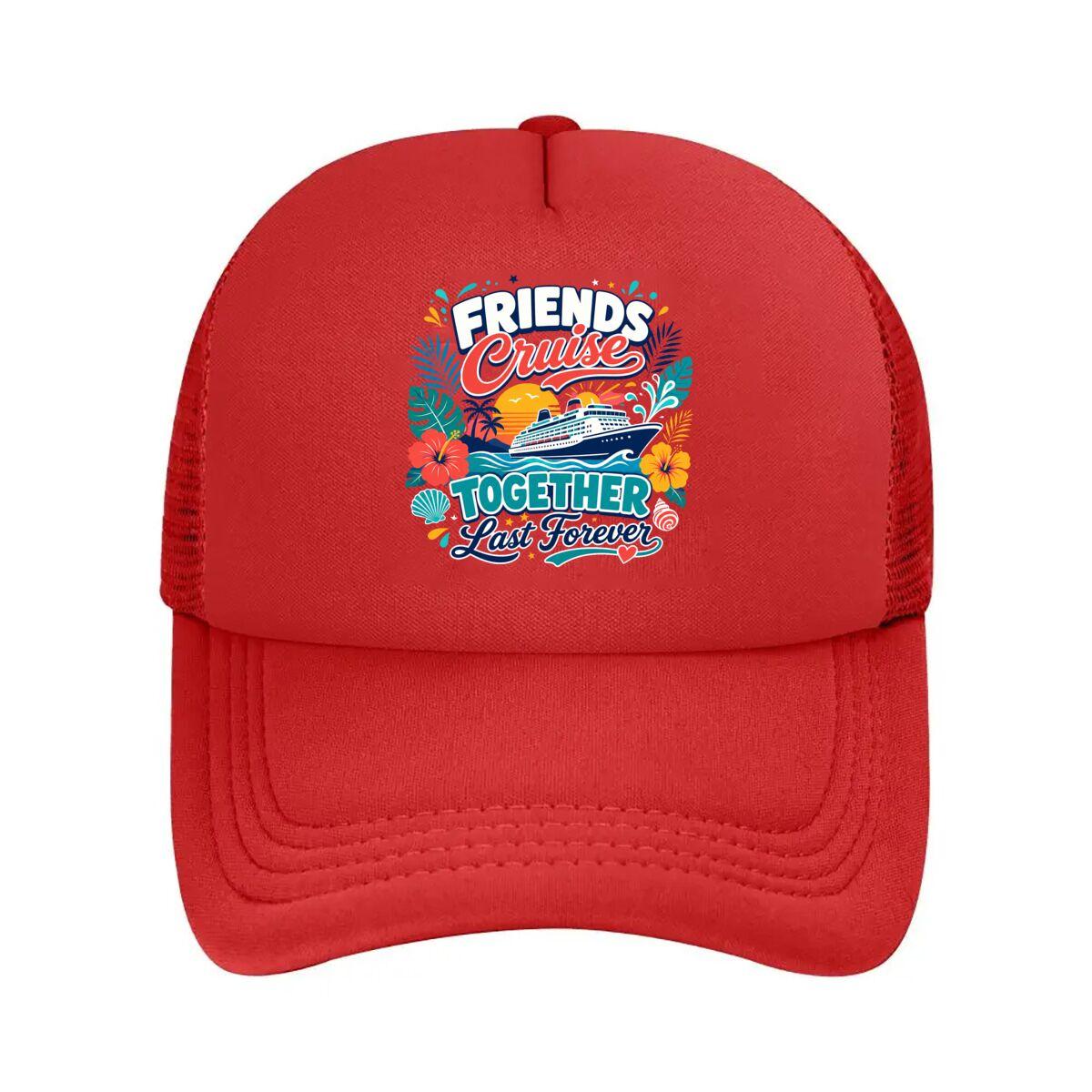 Tropical Vacation Friends Forever Cr  Mesh Baseball Cap Hip Hop Adjustable