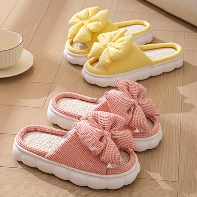 Zapatos de Casa para Mujer con Lazo, Suaves y Transpirables, de Punta Abierta, Tipo Pantuflas, para Interior