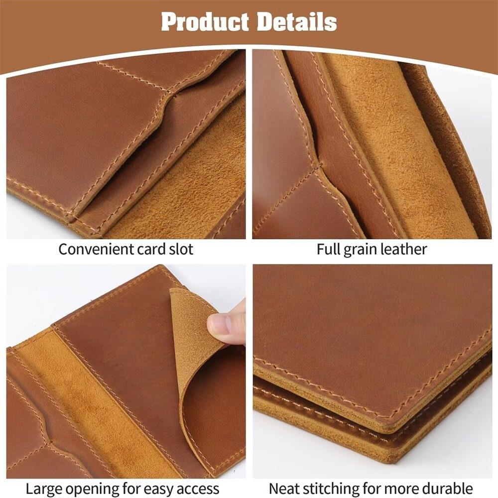 Durable Cowhide Retro Boarding Pass Passport Cover Handmade Crazy Horse Real Leather Card Holder Registration Ticket Organizer Travel Wallet
