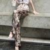 Lancer 2026 Summer Cupro Rayon Bohemian Leaf Print Casual Pants