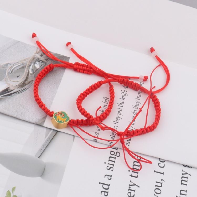 DIY Handwoven Semifinished Red Rope Bracelet Jade Thread Knitted Wrist Bangle