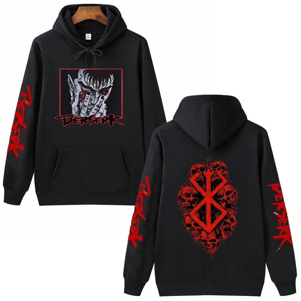 

Винтажные аниме Berserk Guts с графическим принтом и капюшоном для мужчин и женщин, толстовки с капюшоном в стиле манга, распространенная уличная одежда, толстовка унисекс в стиле Харадзюку XL чёрный