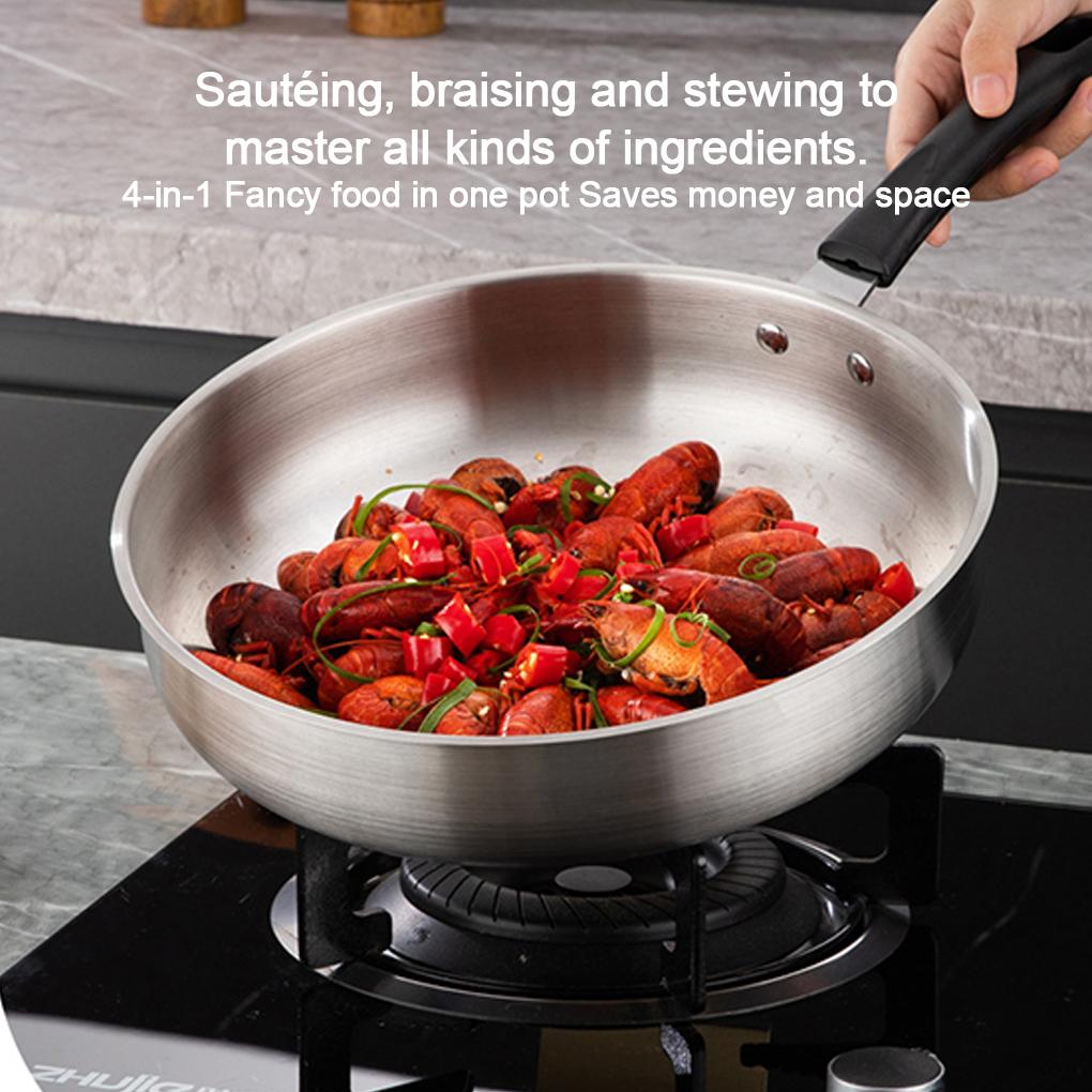 General Frying Pan Saucepan Stainless Steel Wok Pan Nonstick Cooking Fried Steak Gas Stove Pot Induction Kitchen Cookware