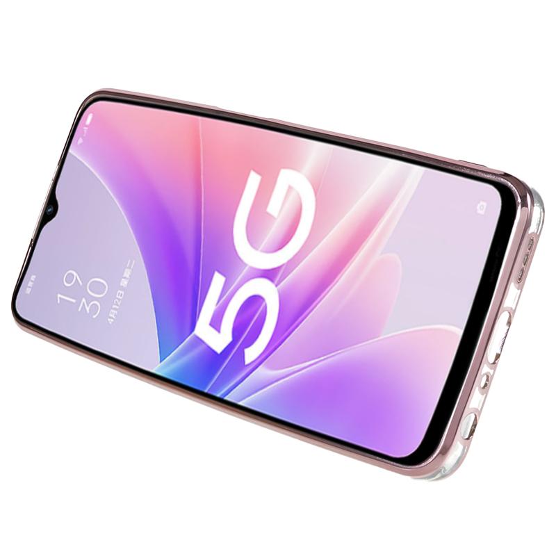 KADEM Rhinestone Flower Cover for Oppo A57 (2022) 5G/A77 5G Electroplated Clear TPU Phone Case with Ring Kickstand