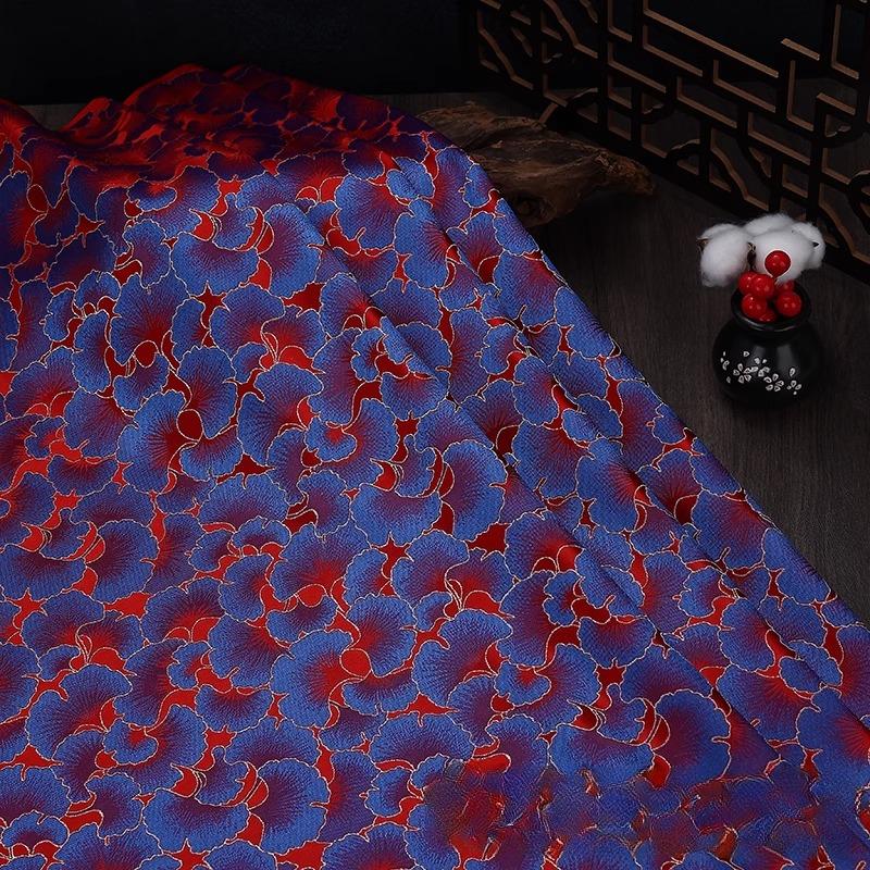75x100cm Ginkgo Muster Jacquard Brokat Stoffe für Satin Kleid Designer Nähen Cheongsam Kimono Bekleidung DIY Patchwork Material