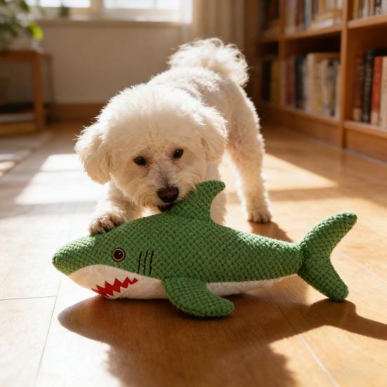 Stoffhaie Hundespielzeug Plüsch Quietschendes Hundekauspielzeug Interaktives Welpen-Zahneinwachsspielzeug Kuscheltier für Hunde Tauziehen Angstlinderung