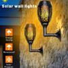 Wall Solar Power Led Light Realistic Flame Effect Waterproof Outdoor Garden