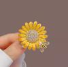 1Pc Charm Enamel Sunflower Bee Brooch Korean Fashion Pin Personalized Creative Jewelry Accessories Party Banquet Birthday Gift