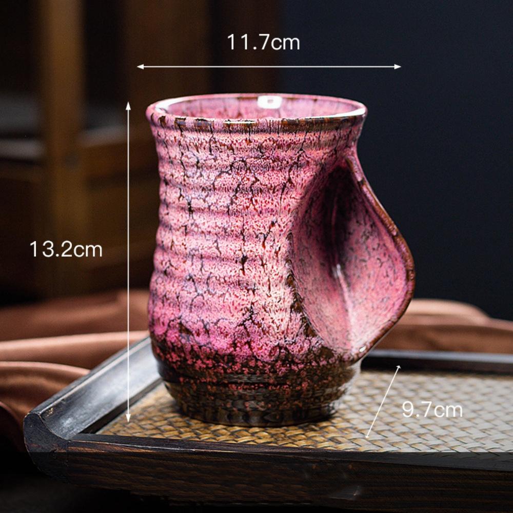 560ml Creative Ceramic Coffee Cup Colorful Warm Hand Mug Kiln Changed Pottery Tea Pot