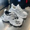 Silver Dad Shoes Spring and Summer New Mesh Breathable Thick Bottom Height Increasing Women Shoes Leather Casual Sneaker