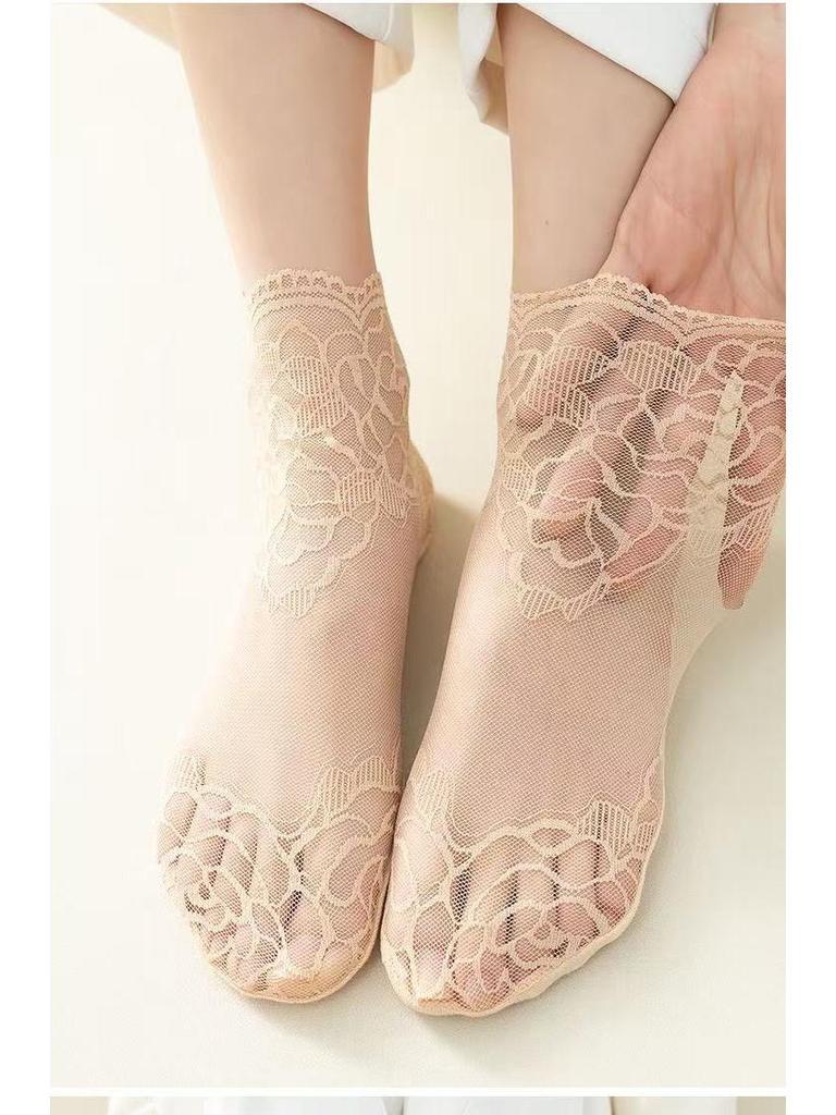 Langsha Women's Trendy Lace Summer Invisible Short Socks
