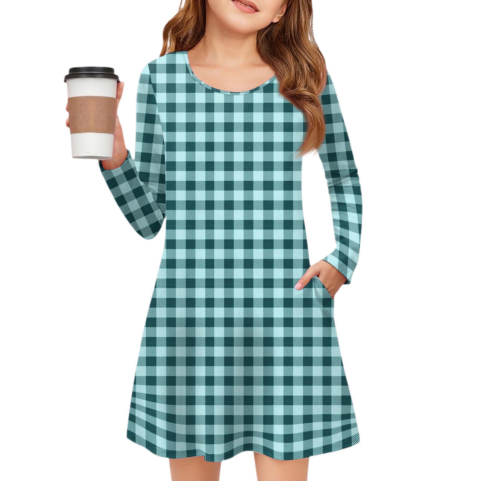 

Платье с длинным рукавом для девочек - Платье с цветными карманами 160