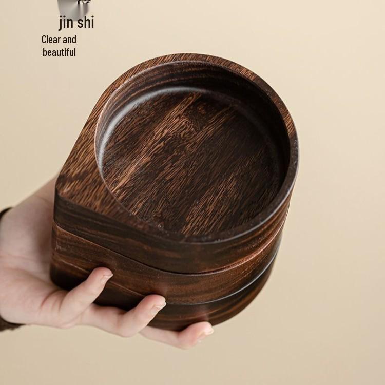 Japanese Walnut Wood Round Plate - Retro Style for Tea, Nuts, and Fruit