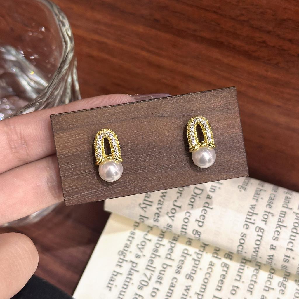 Douyin Live Korean Simple Pearl Fashion Personality Temperament Stud Earrings Jewelry