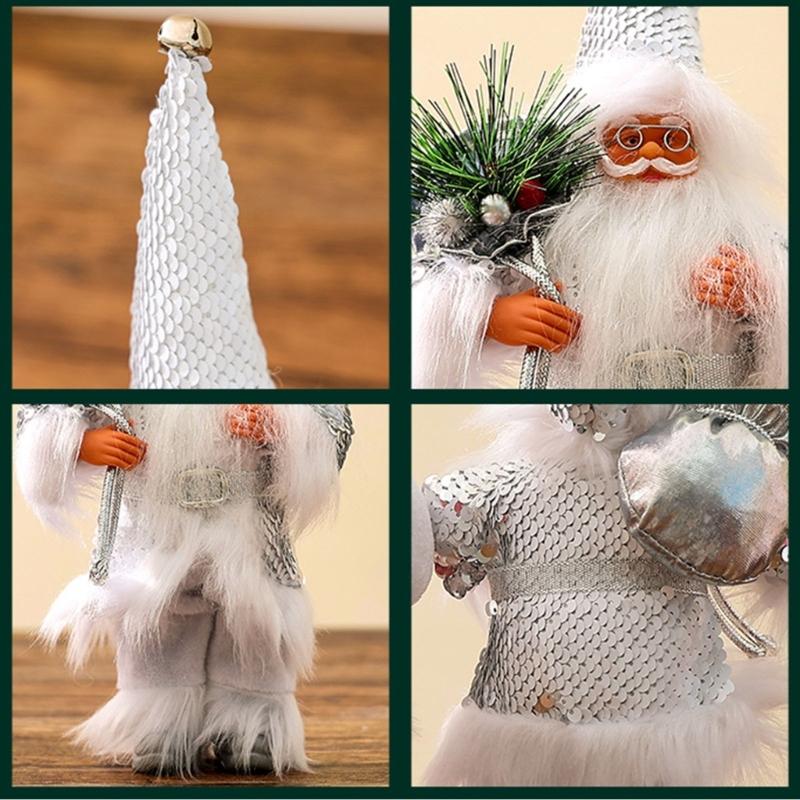 Christmas Festives Santa Ornament 11Inch Fabric Figurine Holiday Decoration For Indoor Photography And Party Themes