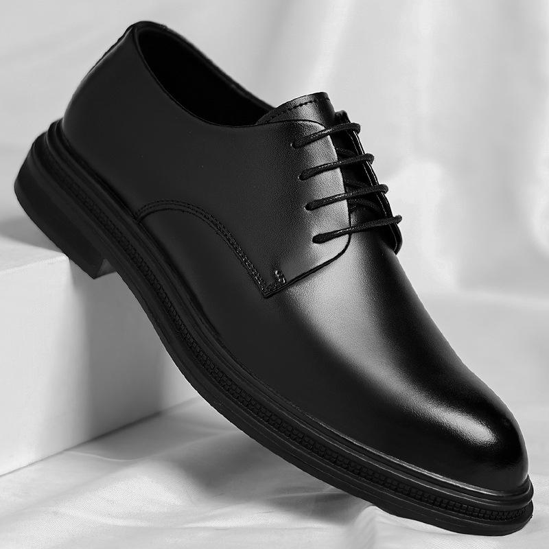 Leather shoes men's autumn dress British men's shoes low-top black with suit leather shoes 2025