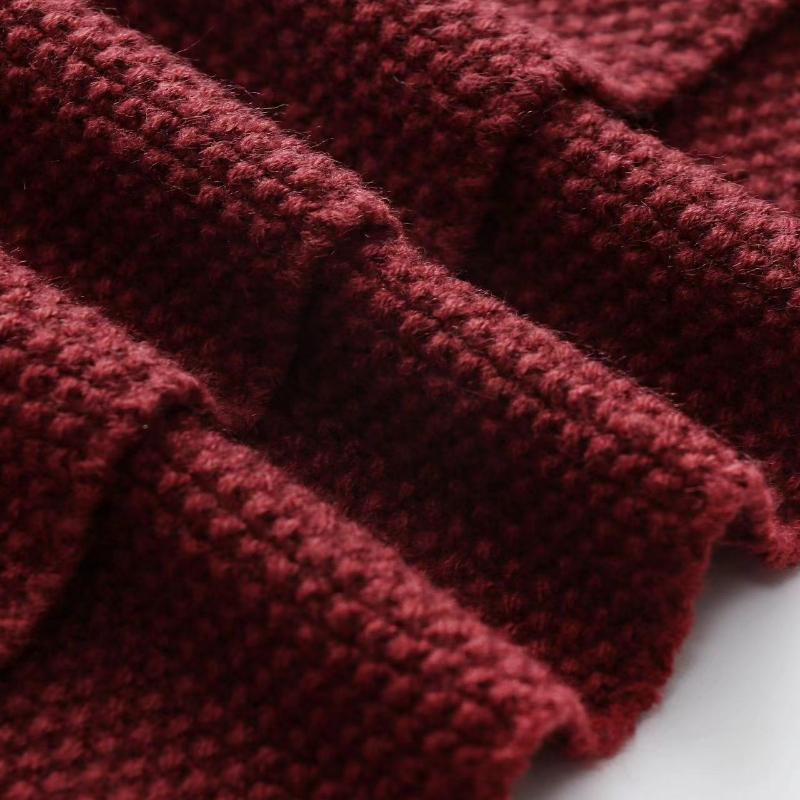 IHUASU Women's Autumn and Winter Solid Colour Pullover Large Size V-Neck Knit Sweater Street Hipster Sweater