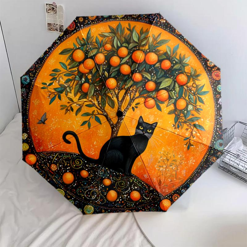 

1 PC Automatic Folding Umbrella - Cartoon Cat Pattern, Portable & Foldable Design with 8 Ribs, Christmas Birthday Gifts