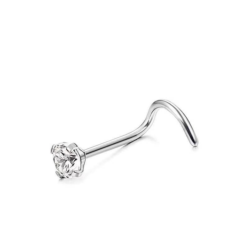 Multi-Color Zircon Stainless Steel S-Bar Nose Studs Jewelry