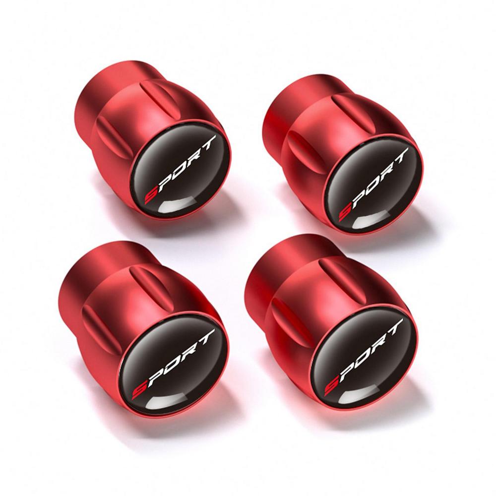 Tire Valve Stem Covers 4X Aluminum Alloy Car Valve Stem Cap No Air Leakage Air Valve Cap Built-in Rubber Ring For Trucks красный