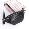 New Women's Top Layer Cowhide Shoulder Crossbody Bag, Diamond Grid Chain Waist Bag, Leather Versatile and Fashionable Soft Leather Chest Bag