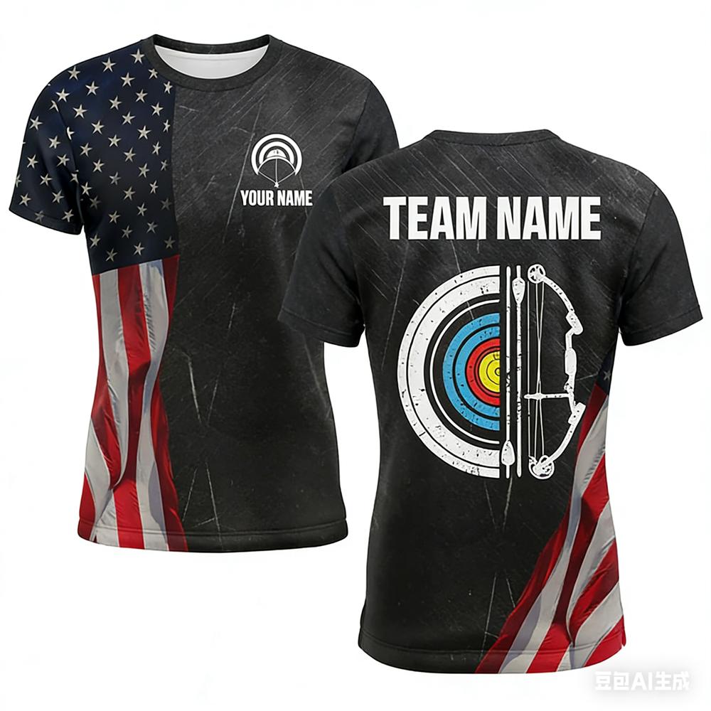 Lustige individuelle Namens-3D-Druck Bogenschießen Herren-T-Shirts Mode Bogenschießclub Personalisiertes Team-T-Shirt Lässige Kurzarm-Lockere Oberteile