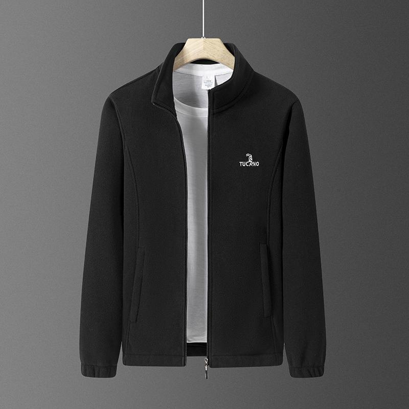 Флисовая куртка с вышивкой Мужская весенняя осенняя зимняя куртка Двусторонняя флисовая куртка Теплая повседневная куртка M чёрный 2240₽