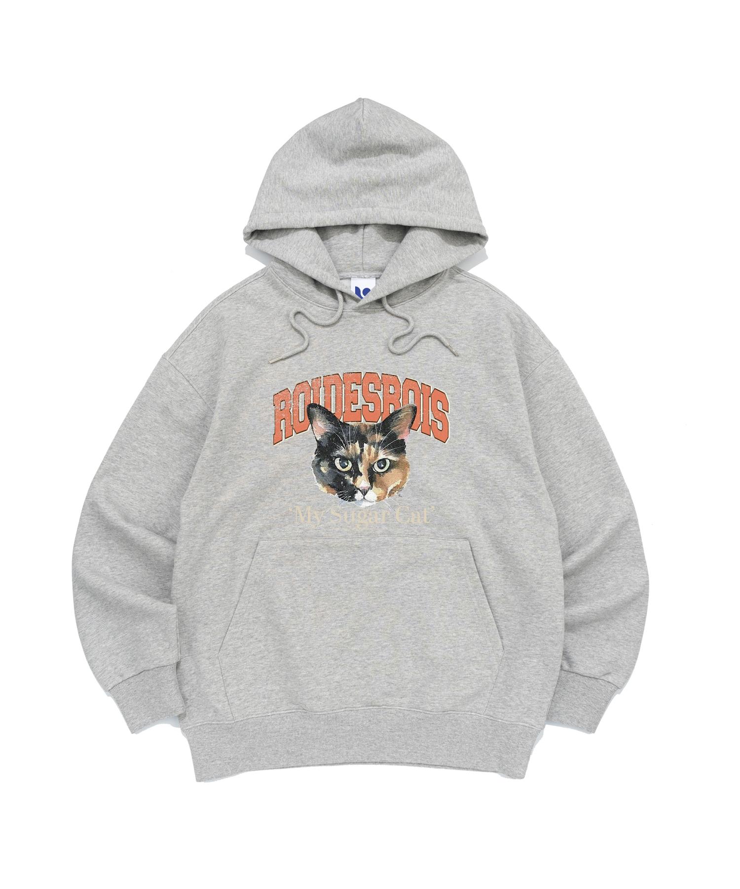 Road Road Ravi Cat Print Hoodie (Melange) Melange/Fleece Lined S