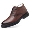 Cotton Shoes For Men 2024 Winter Warm Plus Velvet Business Formal Leather Shoes Men's Shoes High Top Dad Cotton Leather Shoes