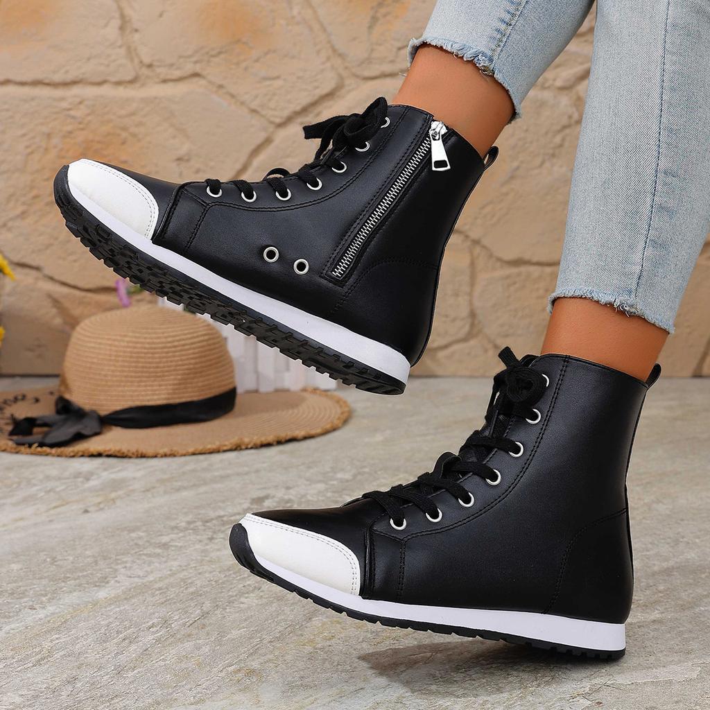 Large Fashion Women's Boots Classic Black Boots Side Zipper Women's Ankle Boots Breathable