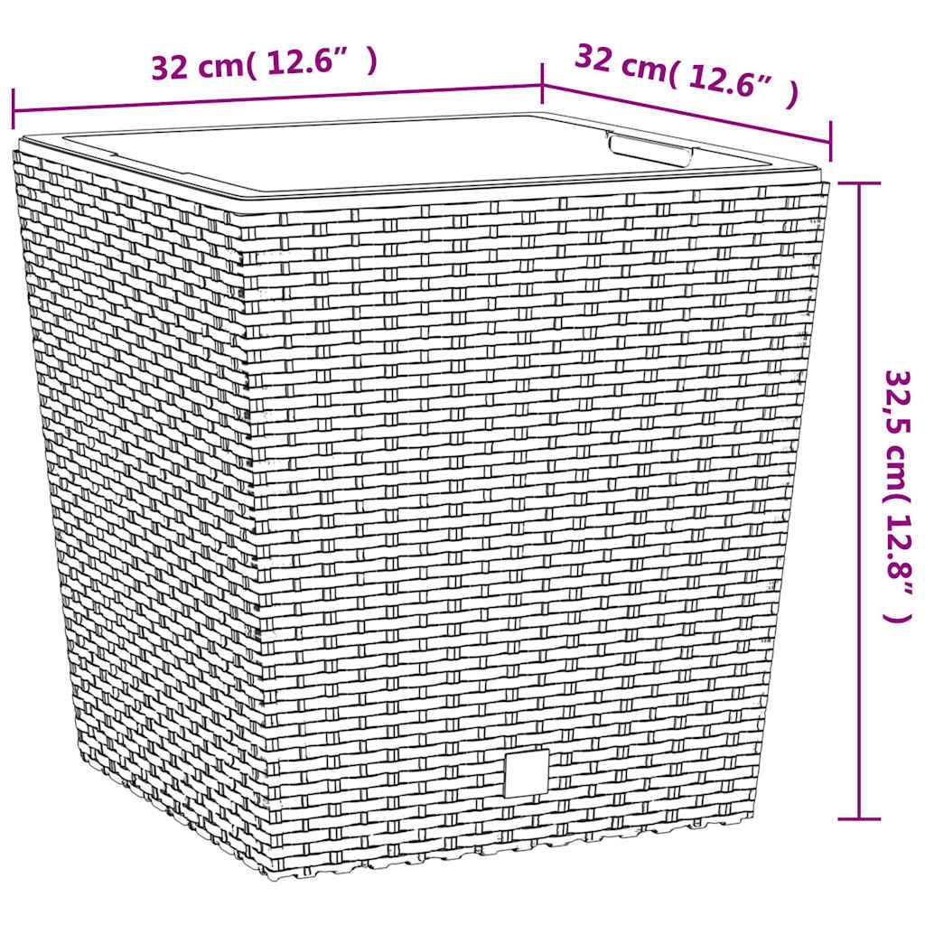 Vidaxl Donica Z Pojemnikiem Wewnętrznym, Brązowa, 21/32 L, Rattan Pp