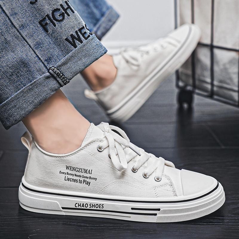 New Men's Fashion Low Top Skateboarding Canvas Breathable Shoes Students Boys Male Casual Comfortable Soft Sole Trending Sneakers