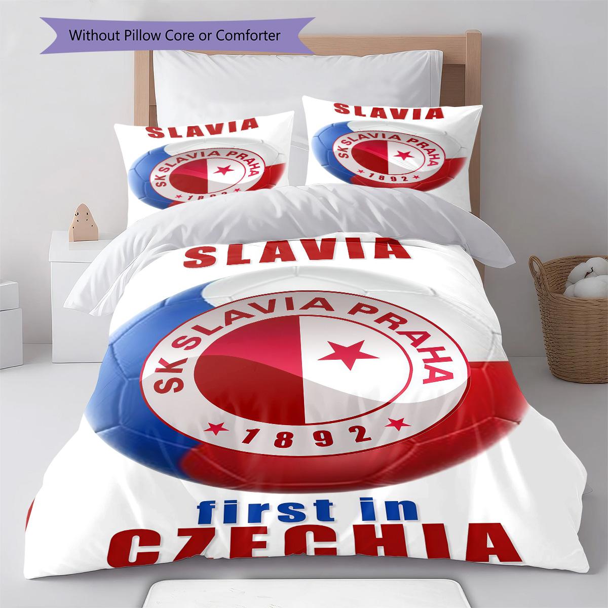 

SK Slavia Prague RugPattern Bedding Quilt Set Quilt Cover Pillowcase Home Decoration Birthday Gift (1 * duvet cover + 2 * pillowcase, without core) 135x200cm