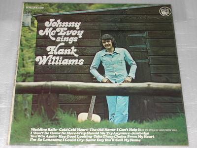 LP Record JOHNNY MCEVOY - Sings Hank Williams HALPX130 Hawk 1974 Ireland Folk Used