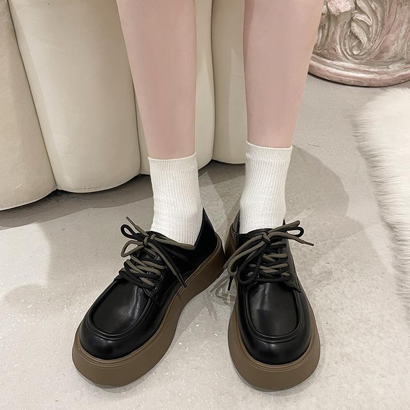 

Women s shoes small leather shoes 2025 autumn new platform versatile shoes children French British white loafer single shoes spot 40