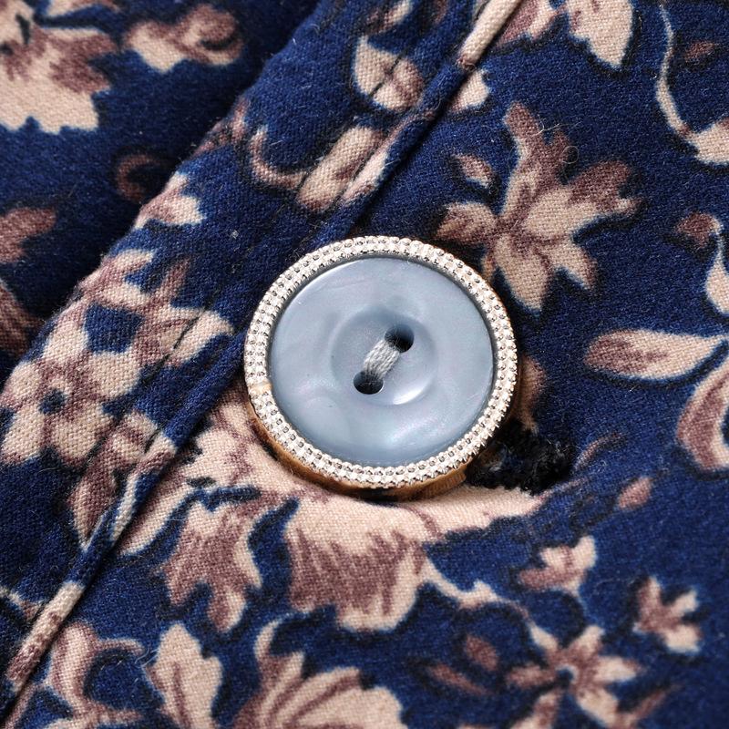 Dámská zimní teplá prošívaná bunda s květinovým vzorem a stojáčkem cizího stylu pro ženy středního věku a starší, silnější top s dlouhým rukávem