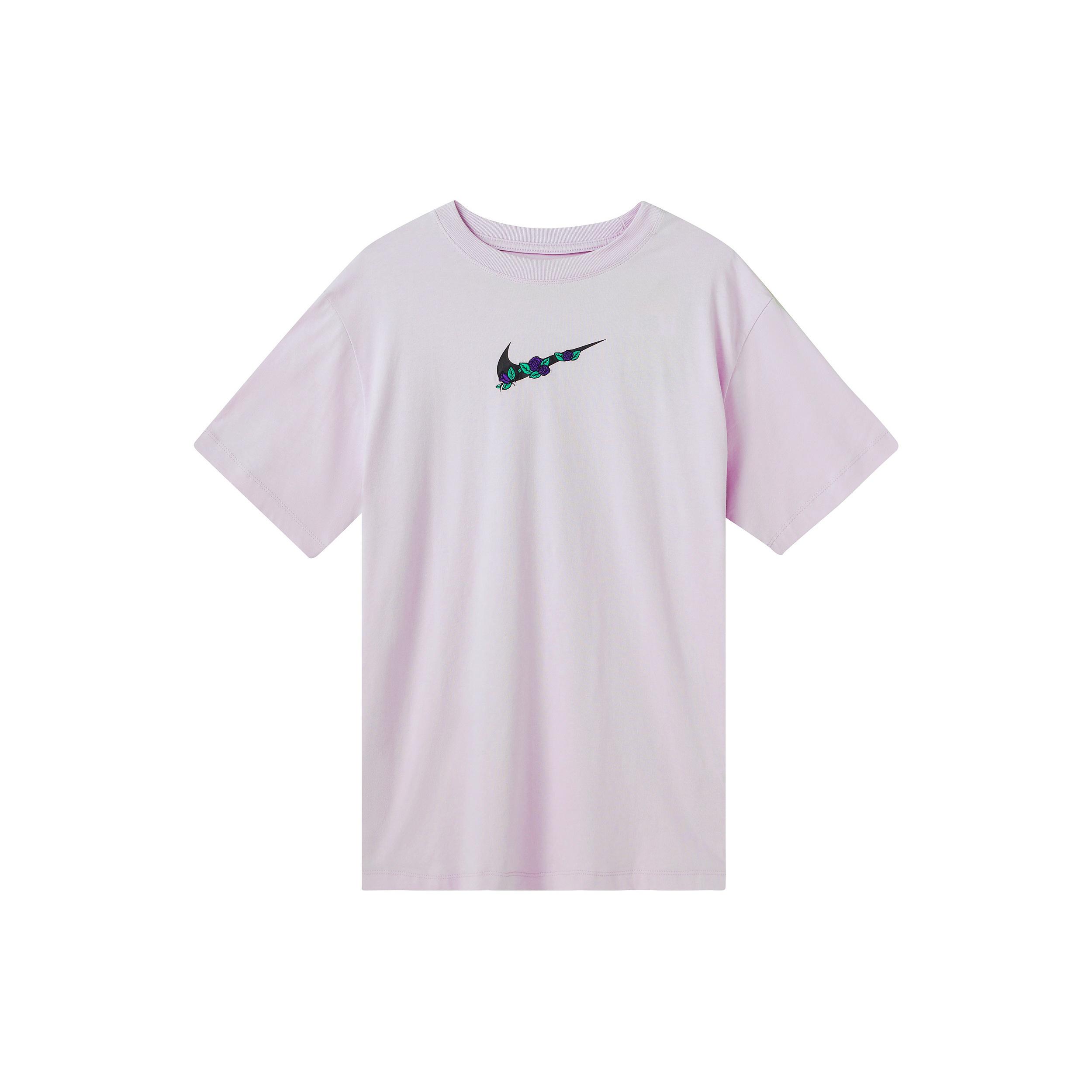 (WMNS) Nike Logo Plant Printing Casual Sports Round Neck Short Sleeve Pink Purple T-Shirt Women s DN5887-530 XL