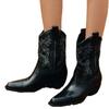 Cowhide Version~ 2025 Genuine Leather Retro V-mouth Small Square Head Western Cowboy Boots Retro Short Boots Embroidered Pointed Middle Boots