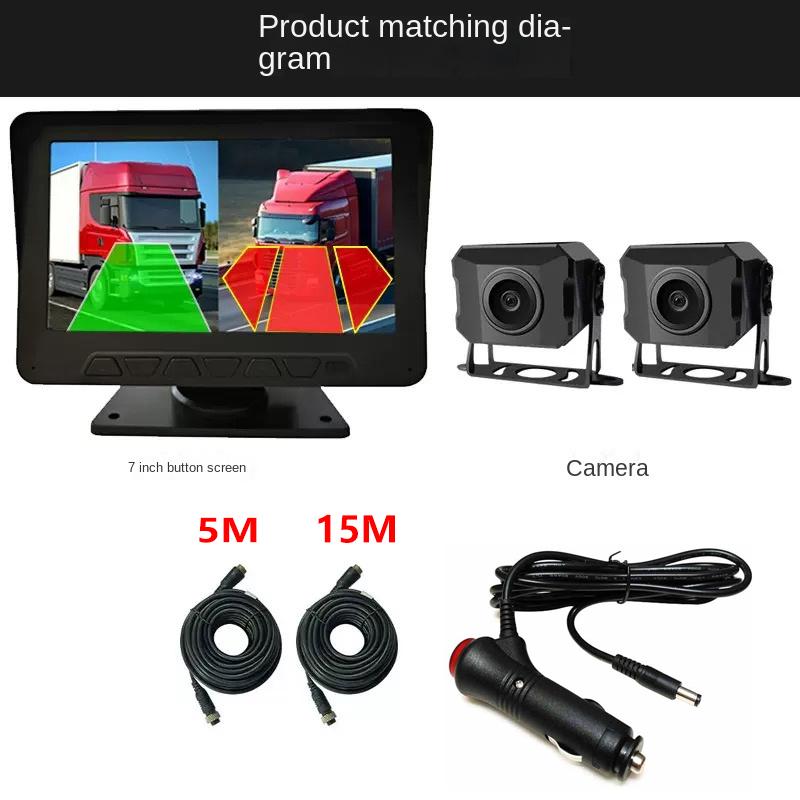 Двухканальный регистратор 12В24В универсальный высокой четкости ночное видение изображение заднего вида для грузовика комбайна.