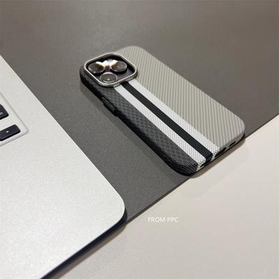 For MagSafe Carbon Fiber Relief Case for iPhone 17 Pro Max 15 16 Pro Phone Cover Camera Metal Frame Protective Shell Hard Coque