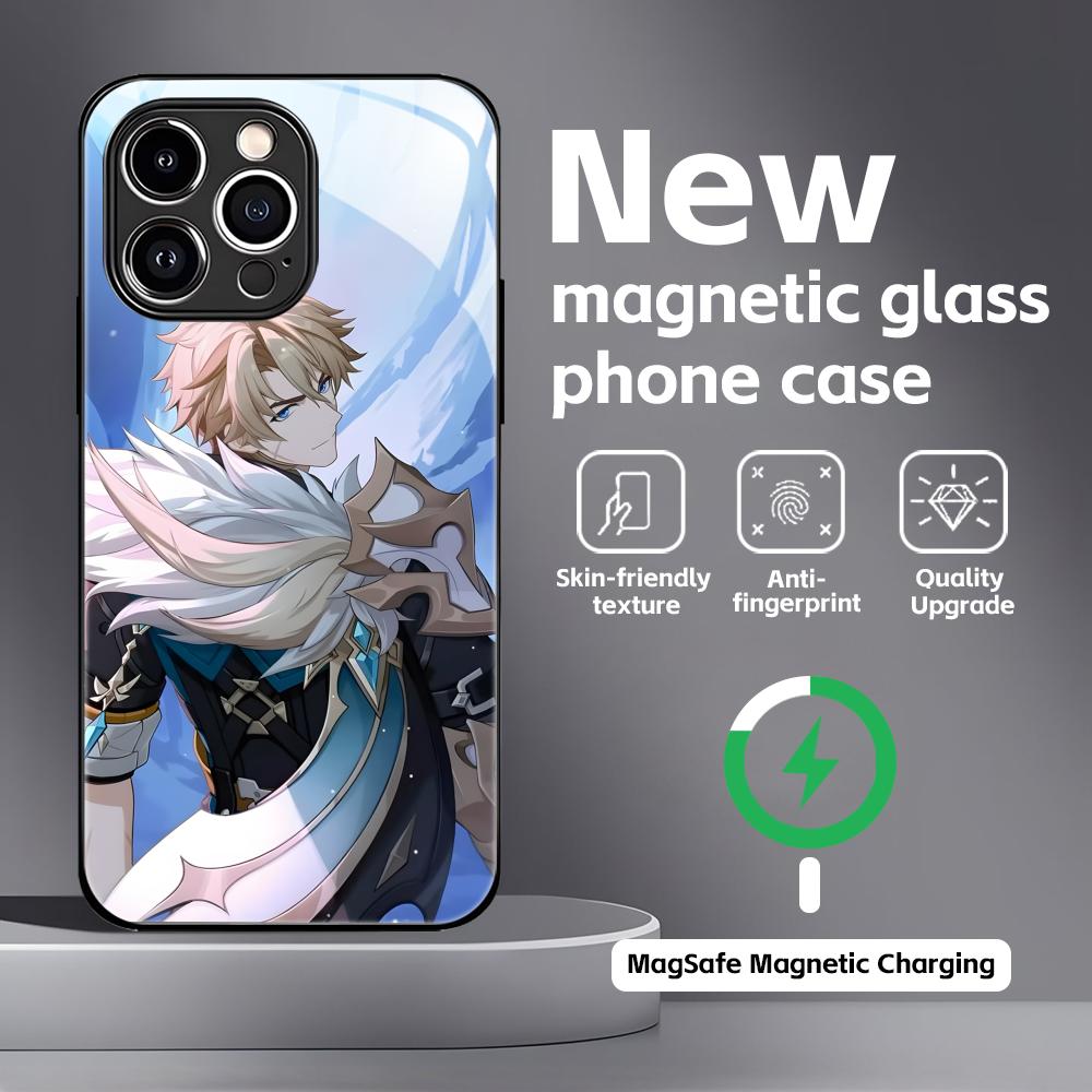 

genshin impact Varka Phone Case For iPhone17 16 15 14 13 12 11 X XR XS 8 Plus Mini Pro Max Glass Magnetic Case iPhone17 Pro Max