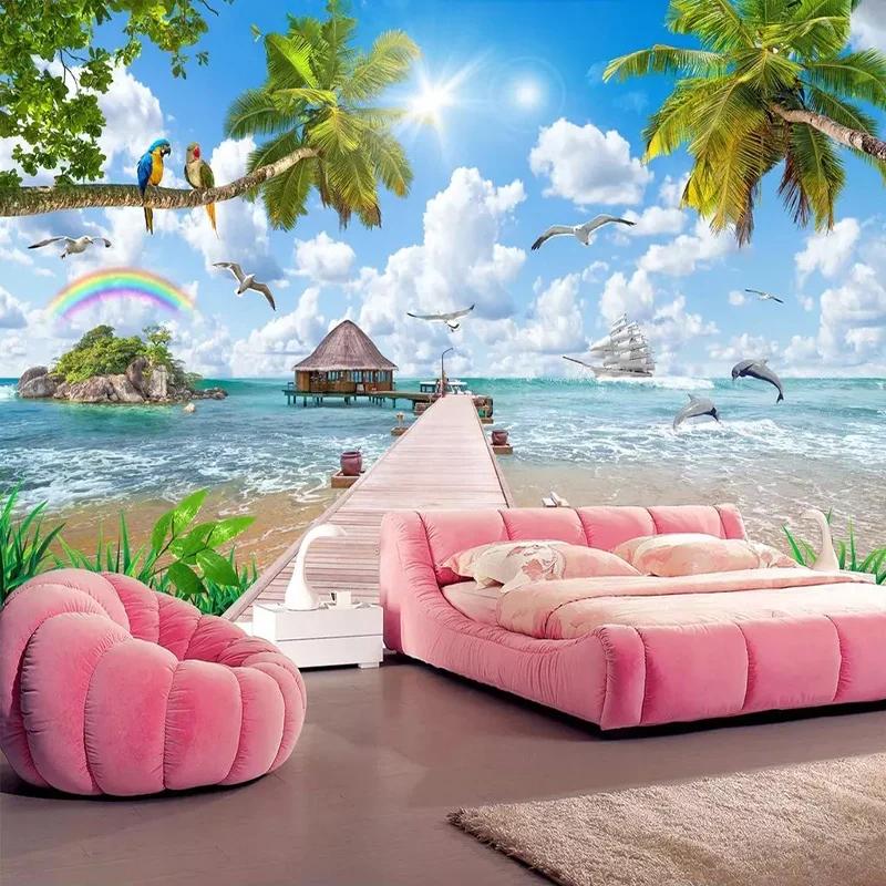 Custom Photo Wallpaper Modern Seaside Landscape Murals Living Room TV Sofa Bedroom Background Wall Painting Papel De Parede 3D