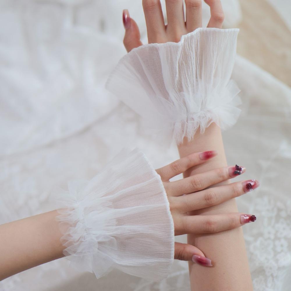 New Removable Flared Cuffs Tulle White False Sleeve Ornaments Detachable Sleeves Cuffs Nail Art Accessories