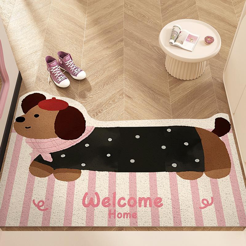 Cartoon Puppy Floor Mat, Door Mat, Silk Ring, Dirt-Resistant And Easy To Take Care Of, Foot Mat, Entrance Can Be Cut, Carpet Non-Slip Mat