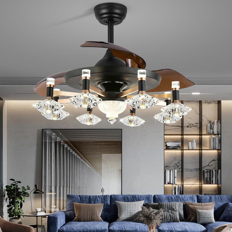 Lustră LED Ventilator de Plafon Lampă Suspendată Lumină Candelabru Artă Europeană invizibilă living Nordic creativ dormitor sufragerie retro